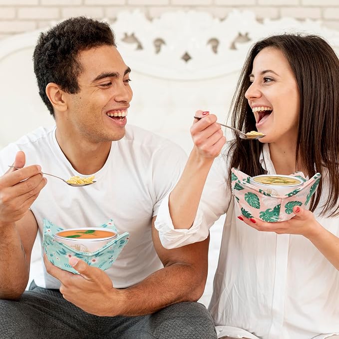 Cotton Microwavable Bowl Cozy, Microwave-Safe Hot Bowl Holders, Soup bowl Cozy - Image 4