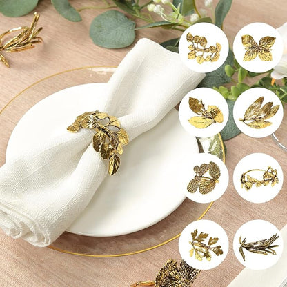 Efavormart 8 Pack Glossy Gold Metal Herb Napkin Rings - Image 3