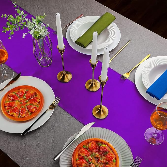 10 Pack Satin Table Runner Purple Satin Bright and Smooth Silk Table Runner | - Image 5