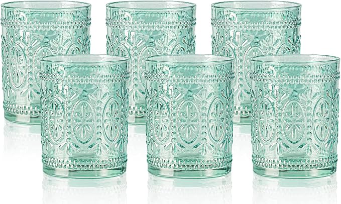 Darlion Vintage Glassware, 10oz Green Glass Cups | Food Grade Glass, Lead-Free by PurchaseNow