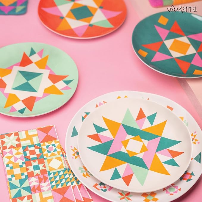 Karma, 8.75 inches Melamine Salad Plates Set of 4, Reusable Dishwasher Safe - Image 2