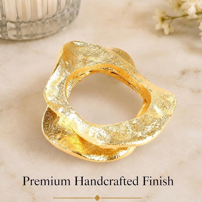 Modern Aluminum Napkin Rings Set of 6, Lightweight Metal Table Decor, - Image 4