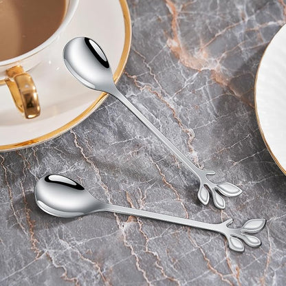 AnSaw Elegant Silver Leaf Coffee Spoons - Image 8