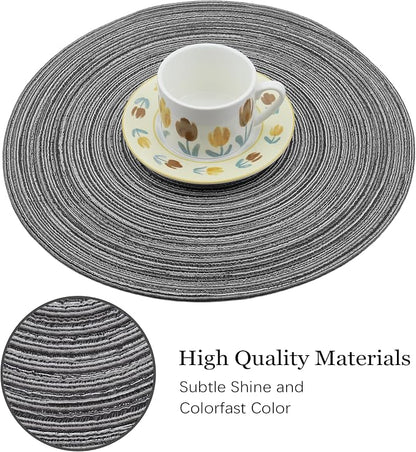 MIAOMIAO Round Placemats Set of 6 Woven Braided Place Mats | 14.5 Inch Cotton - Image 3