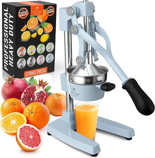 Zulay Kitchen Cast Iron Juicer - Easy-to-Clean Heavy-Duty Manual Juicer, Professional Citrus Juicer - Stainless Steel Lemon Squeezer - Manual Citrus Press & Orange Squeezer - Orange Juicer
