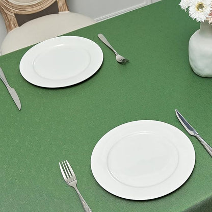 2 Pack Rectangle Tablecloth, 60x84 inch, Water Resistant Wrinkle Free Linen Textured Table Cloth Washable, Decorative Fabric Table Cover for Dining, Party and Camping, Green