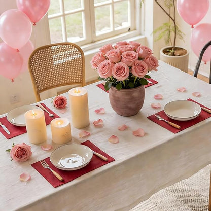 Home Brilliant Placemats Set of 6 Red Place Mats Decoration Heat Resistant Dining Table Place Mats Machine Washable Valentine's Day Kitchen Table Mats, 13x19 inch, Burgundy