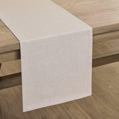 Basic Linen Style Table Runner, 14x48 Inch Light Tan | Mitered Corner Design - Image 7
