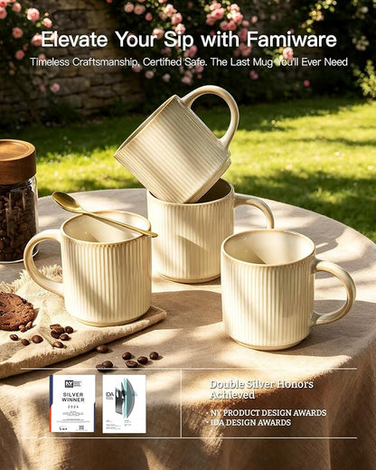 famiware Coffee Mug Set for 4, Star 12 oz Catering Mugs Cup Set - Image 7