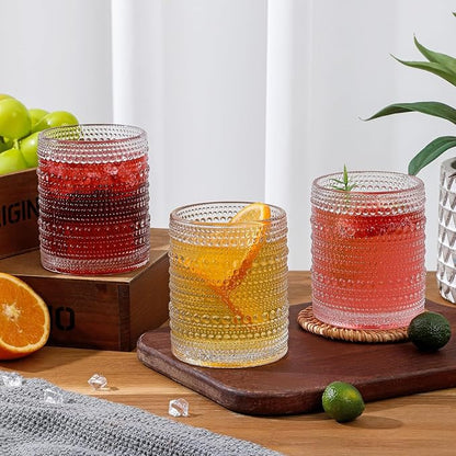 HomeVogue Hobnail Drinking Glasses Set of 6, 12 oz Vintage Glassware Set - Image 6