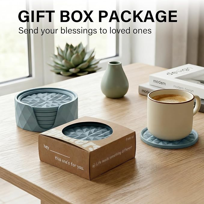 Silicone Drink Coasters Set of 6, Desk Cup Coaster | Prevents - Image 5