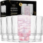 Kitchen Lux Ribbed Glass Cups 12oz Highball Tall Glass | Stackable Ribbed by KitchenLux