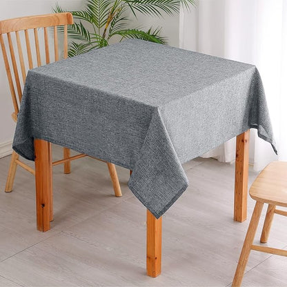 Hiasan Faux Linen Square Tablecloth - Wrinkle and Stain Resistant Washable Table Cloth for Kitchen Dining Room Holiday Table Cover for Party Dinner, Grey, 54 x 54 Inch