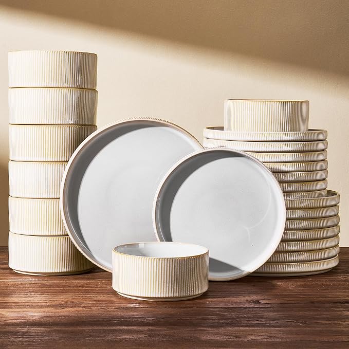 Stoneware Dinnerware Sets, Reactive Glaze Dishes Set by FamiwarePremium