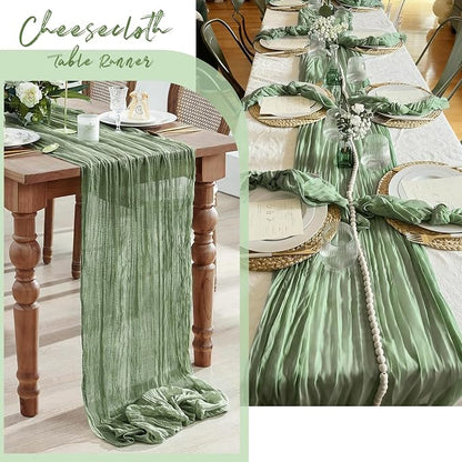 6 Pack Sage Green Cheesecloth Table Runner, 17 x 108 Inch, Gauze Cheese Cloth - Image 7
