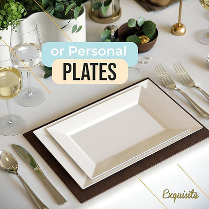 Exquisite Plastic Serving Trays For Party - 40 Pcs 7.5 Inch White Serving Platters, Plastic Trays For Food, White Tray, Food Tray Disposable Platters For Parties, Catering & Buffet