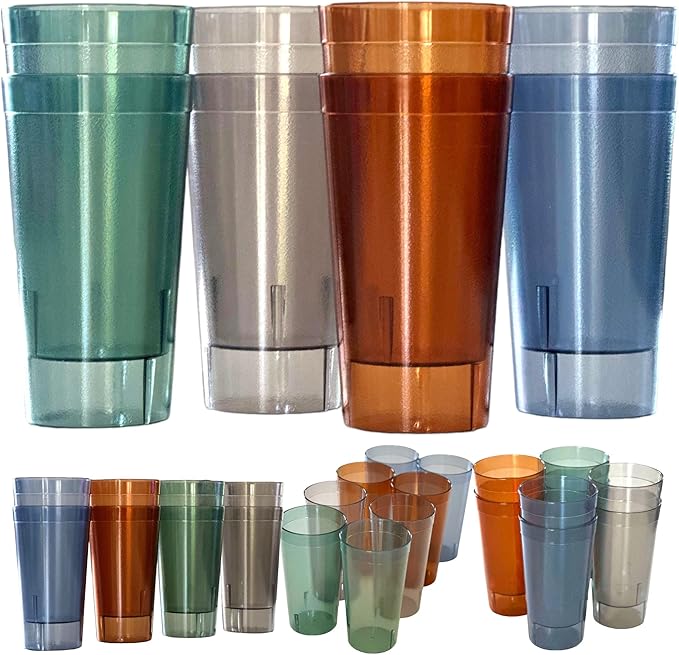 Oojami Set of 24 Plastic Tumblers, 20-Ounce Reusable Cups, BPA-Free & by Oojami