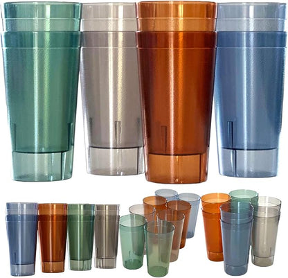 Oojami Set of 16 Plastic Tumblers, 20-Ounce Reusable Cups, BPA-Free & by Oojami