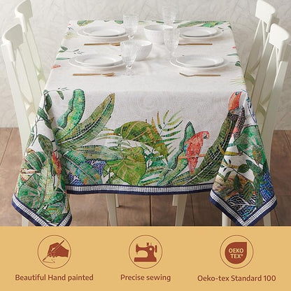 Maison d' Hermine Premium Table Cloth Square Table 100% Combed Cotton 70 x 70 Inches Tablecloth Reusable Decorative for Dining Room, Farmhouse, Home, Party, Festive & Wedding - Mosaic