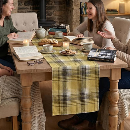 Artoid Mode Yellow Brown Farmhouse Plaid Spring Table Runner, Winter Rustic - Image 4