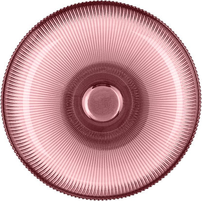 Navaris Decorative Fluted Coloured Glass Bowl - Fruit Snacks Sweets Centerpiece Dish - 26cm Diameter - Red Tinted