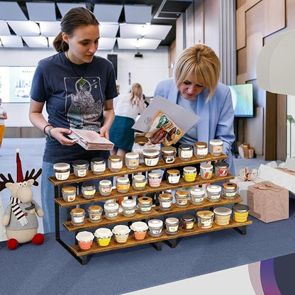 ELITEROO Wooden Display Riser Stand, Tiered Perfume and Cologne Organizer Stand, 4 Tier Spice Rack Organizer, Tabletop Display Shelf for Retail Vendor Events Craft Show Tumbler Candles, Straight