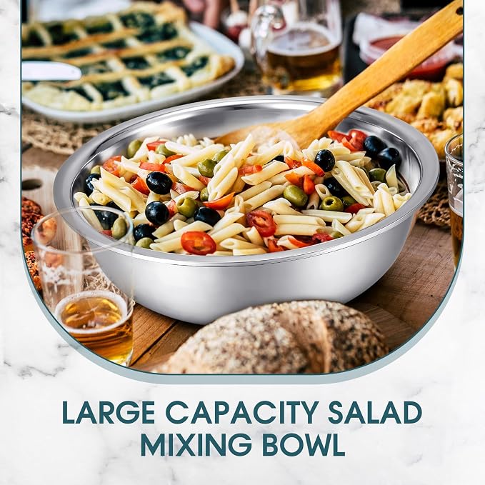 Nuogo 4 Pcs Stainless Steel Mixing Bowls Metal Mixing Bowls Extra Large Basin - Image 5