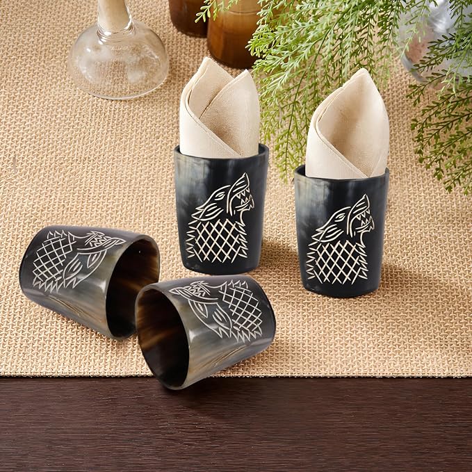 Handicrafts Home Viking Horn Shot Glasses Set of 8, Handmade Natural Ox Horn - Image 7