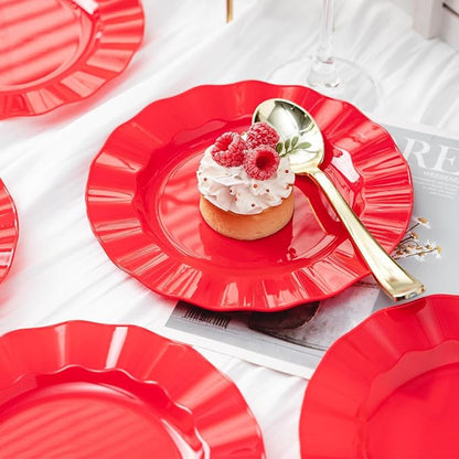 72 Pack Red Plastic Plates, Thanksgiving - Image 6