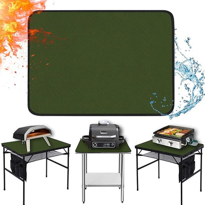 24x31in Heat Resistant Grill Mats for Outdoor Grill to Protect Your Prep Table and Outdoor Grill Table - Fire Proof & Water Proof & Oil Proof BBQ Mat - Green（1mm）