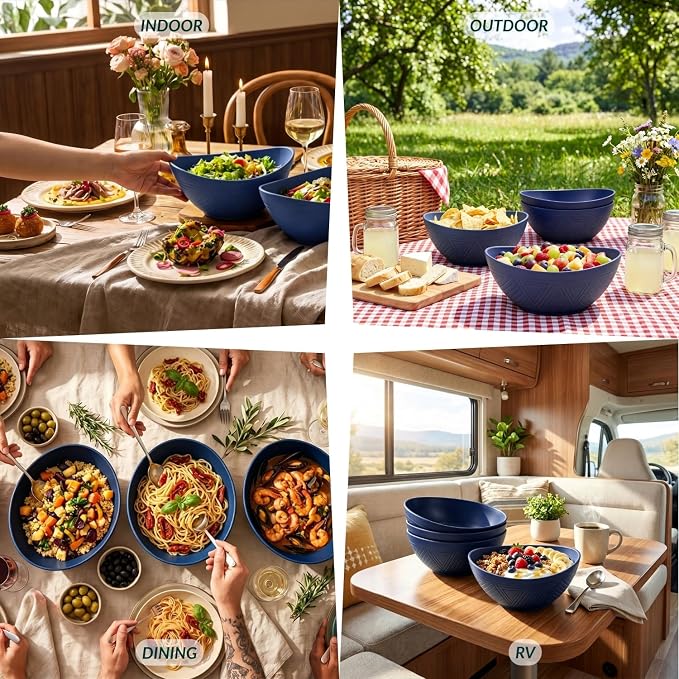 Wheat Straw Bowls, 9.6 inch Salad Bowls, Large Serving Dishes - Image 8