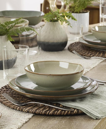 Oneida 897205 Organic Shades 12-Piece Dinnerware Set, Sage Green - Image 9