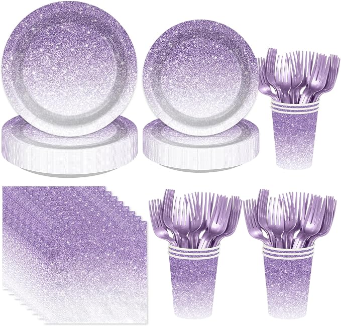 250Pcs Ombre Gradient Purple Birthday Party Decorations Serves 50 | Purple by Greencian