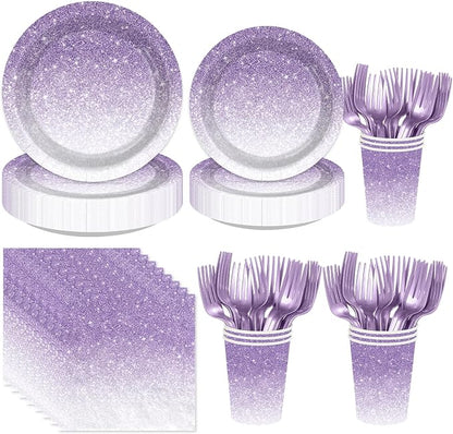 250Pcs Ombre Gradient Purple Birthday Party Decorations Serves 50 | Purple by Greencian