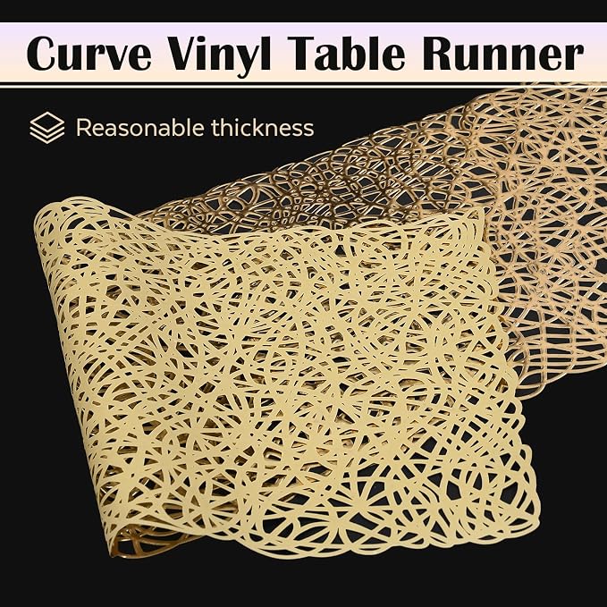FAVE Gold Table Runners 36 Inches Short Table Runner Washable Table Mats | Heat - Image 4