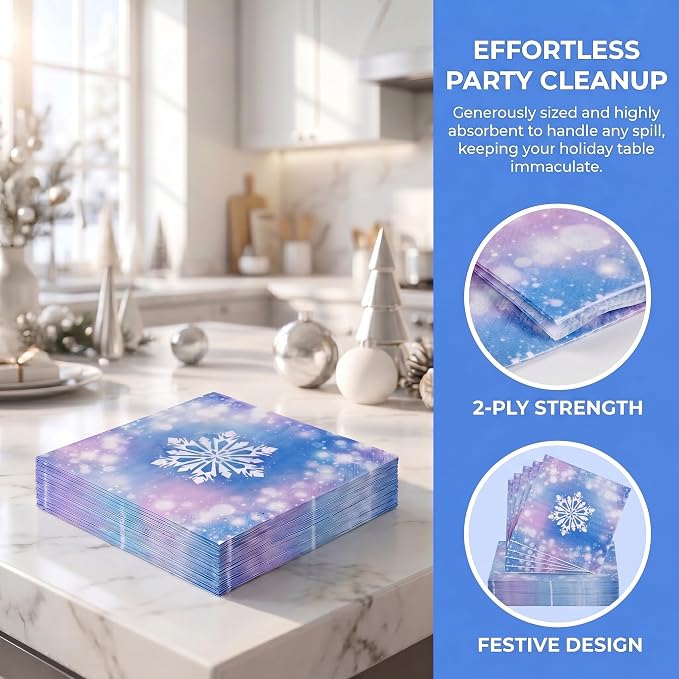 100 Pcs Disposable Winter Frozen Tableware Set - Image 6