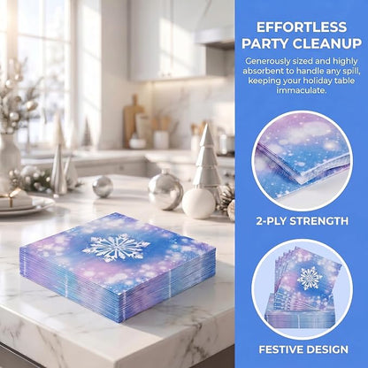 100 Pcs Disposable Winter Frozen Tableware Set - Image 6