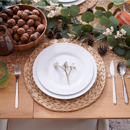 YANGQIHOME 6 Pack, Round Woven Placemats, Natural Water Hyacinth Wicker Place - Image 7