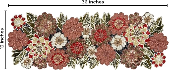 Beaded Table Runner Decorative Hand Glitz Rustic Farmhouse - Image 5
