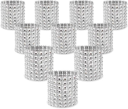 KPOSIYA Napkin Rings, Pack of 120 Rhinestone Napkin Rings Diamond Adornment for Place Settings, Wedding Receptions, Dinner or Holiday Parties, Family Gatherings (120, Silver)