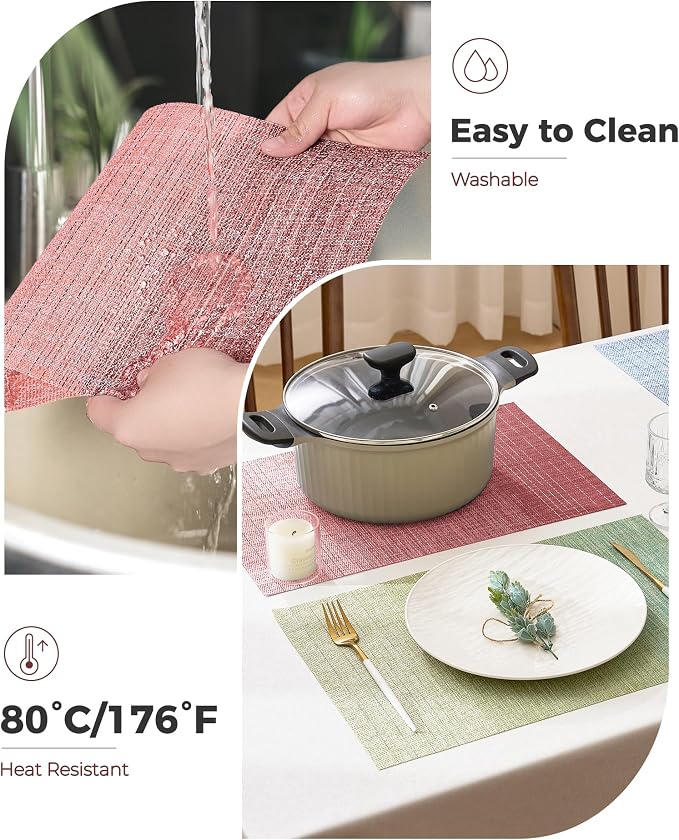 Leetaltree Gradient Pink Woven Placemats Set of 6 - Image 5