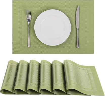 SHACOS Woven Vinyl Placemats Set of 6 Wipe Clean Place Mats by SHACOS