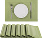 SHACOS Woven Vinyl Placemats Set of 6 Wipe Clean Place Mats by SHACOS