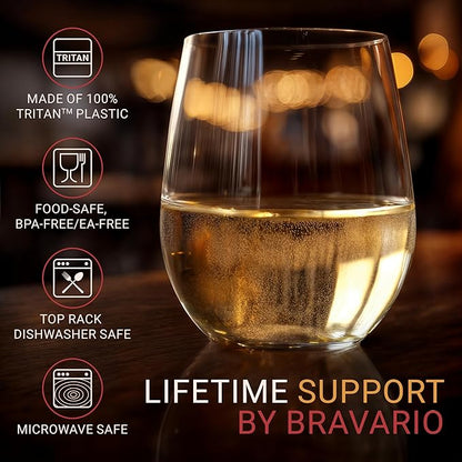 Unbreakable Stemless Plastic Wine Glasses | Reusable | Shatterproof 100% Tritan Plastic | Dishwasher-Safe | BPA-free | Awesome for Indoor & Outdoor | 20 oz, Set of 8