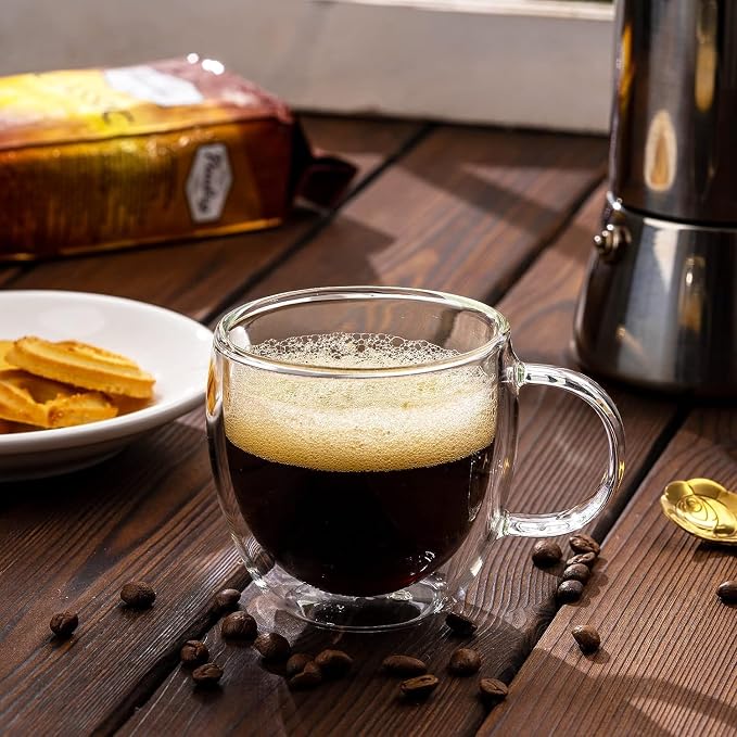 Espresso Cups Set Of 2 5 Oz, Double Walled Glass Coffee Mugs - Image 4