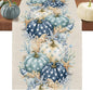 Blue Pumpkins Table Runners 72 Inches Long, Fall Thanksgiving Cotton Linen by Edwiinsa