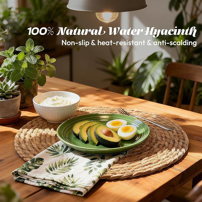 13 Inch Round Woven Placemats Set of 24, Boho Farmhouse Rustic Rattan Wicker - Image 8