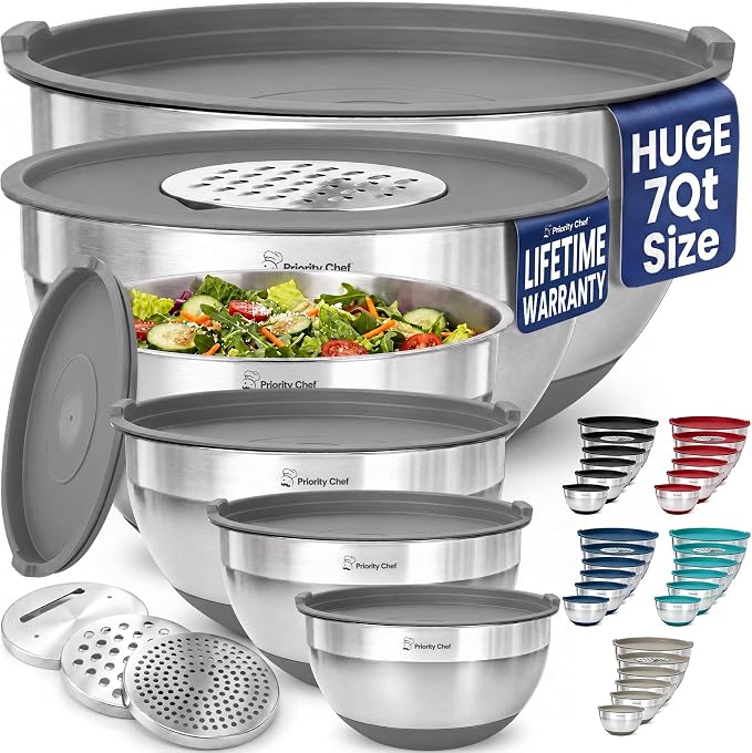 6pc Stainless Steel Mixing Bowls by PriorityChef