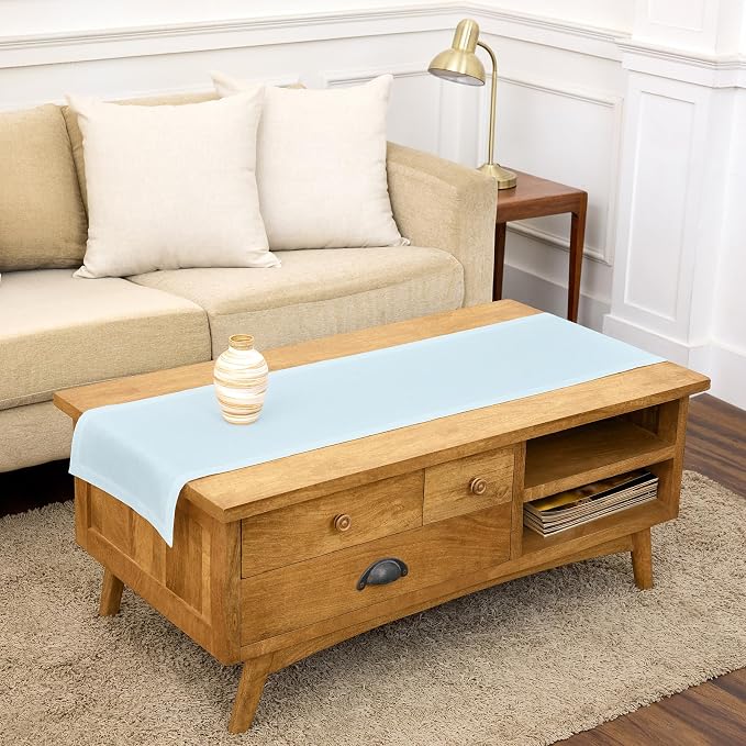 Solino Home 100% Pure Linen Table Runner Ice Water Woven, Fete 14 x 60 in | by SolinoHome