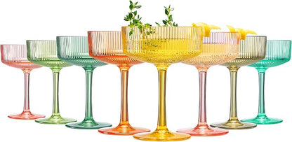 Khen Acrylic Ribbed Vintage Art Deco Martini Glasses by Khen